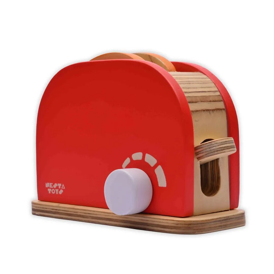Nesta Toys Wooden Bread Pop-up Toaster - Kitchen Cooking Toy for Ages 3 