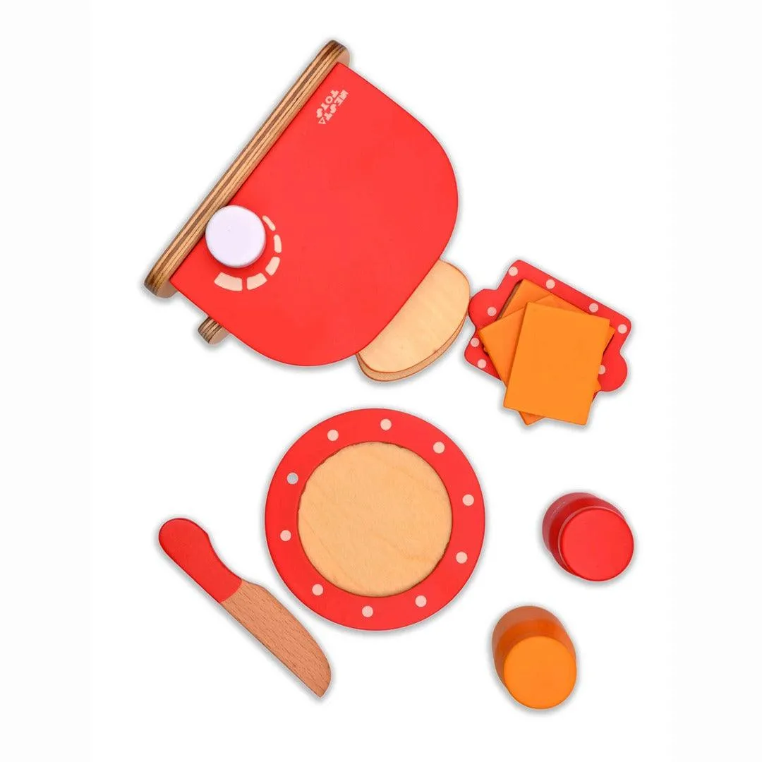 Nesta Toys Wooden Bread Pop-up Toaster - Kitchen Cooking Toy for Ages 3 