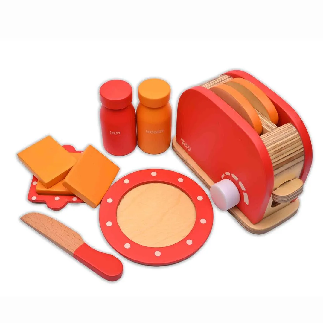 Nesta Toys Wooden Bread Pop-up Toaster - Kitchen Cooking Toy for Ages 3 