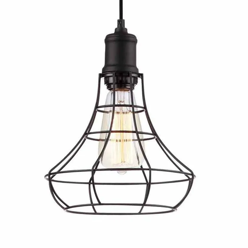 Nostalgic Industrial Black wide cage Pendant Light
