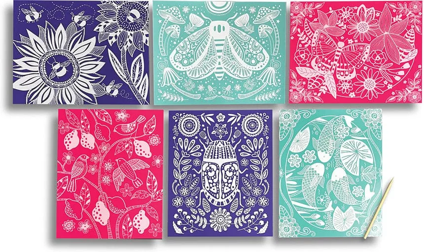 Ooly Glorious Garden Scratch & Shine Foil Scratch Art Kit