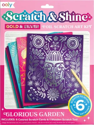 Ooly Glorious Garden Scratch & Shine Foil Scratch Art Kit