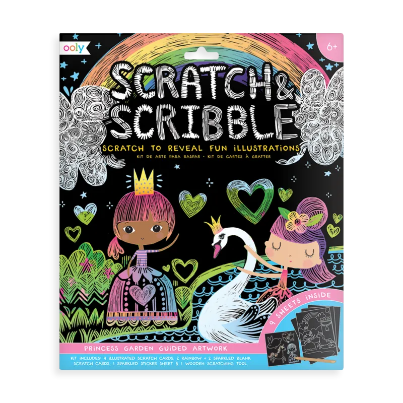 Ooly Scratch & Scribble Scratch Art Kit - Princess Garden