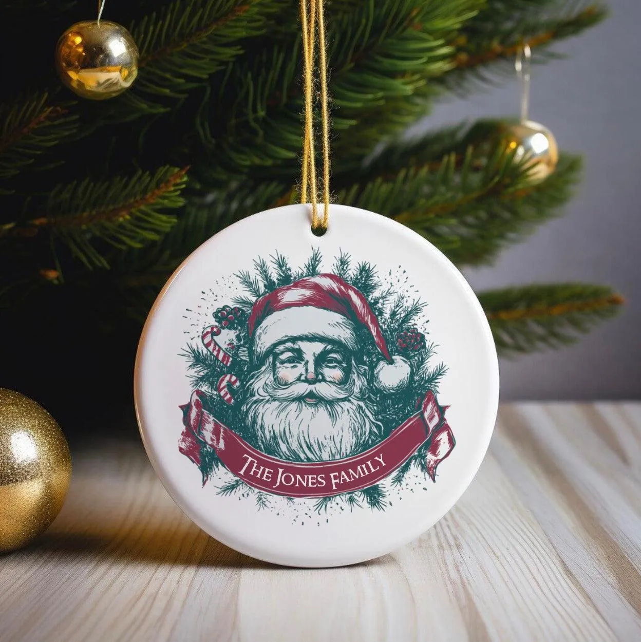 Personalized Santa Vintage Christmas Ornament