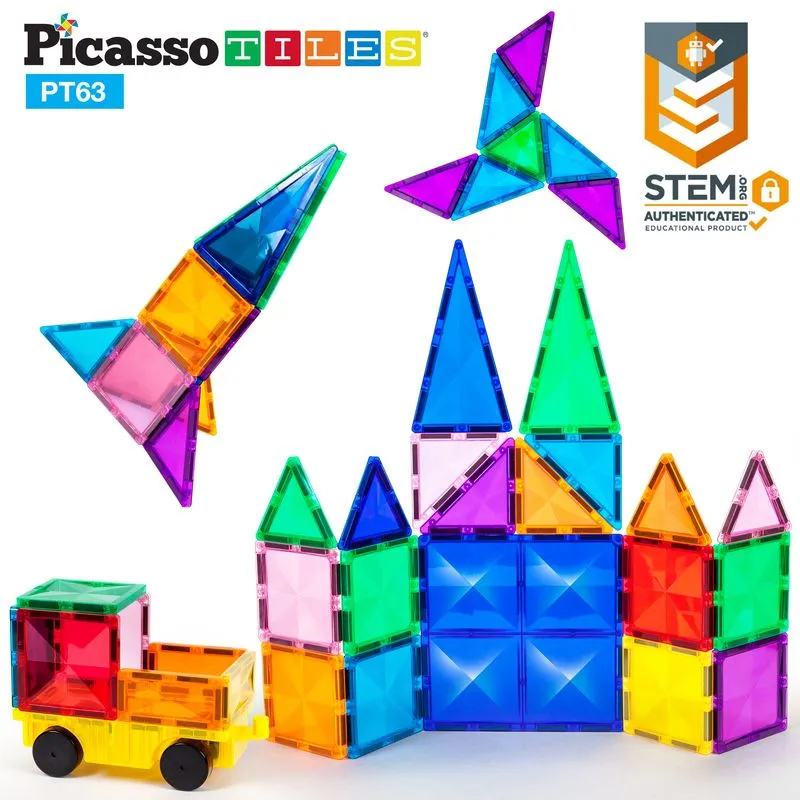 Picasso Tiles 63Pc Magnetic Tiles