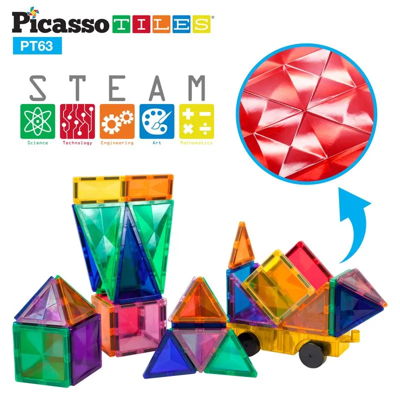 Picasso Tiles 63Pc Magnetic Tiles