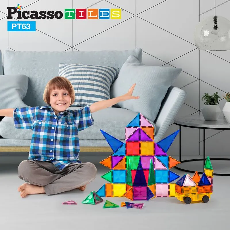 Picasso Tiles 63Pc Magnetic Tiles