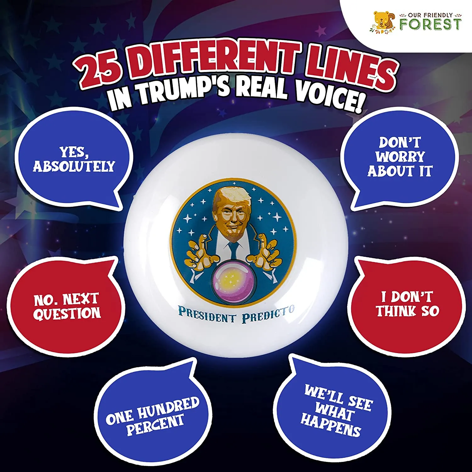 President Predicto - Donald Trump Fortune Teller Ball - Trump Speaks the Answer - Like a Next Generation Magic 8 Ball