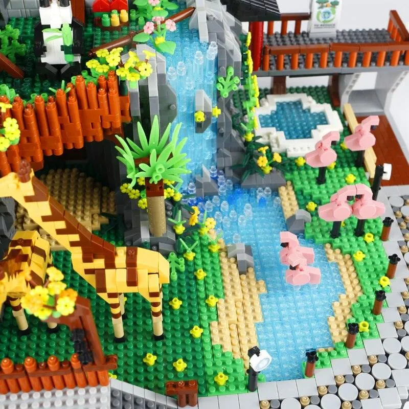 Rainforest Panda Zoo Building Blocks Set