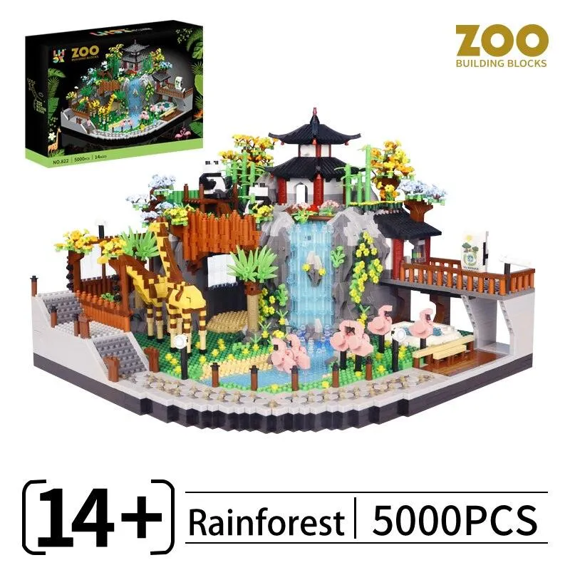 Rainforest Panda Zoo Building Blocks Set