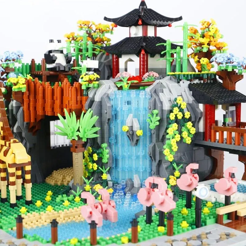 Rainforest Panda Zoo Building Blocks Set