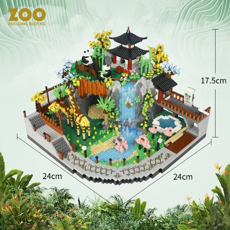 Rainforest Panda Zoo Building Blocks Set