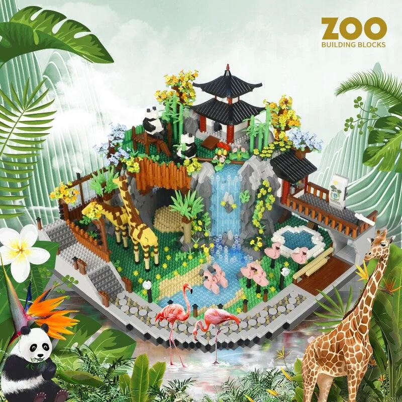 Rainforest Panda Zoo Building Blocks Set