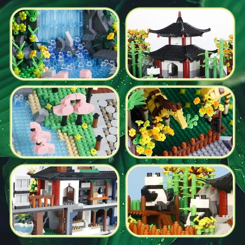 Rainforest Panda Zoo Building Blocks Set