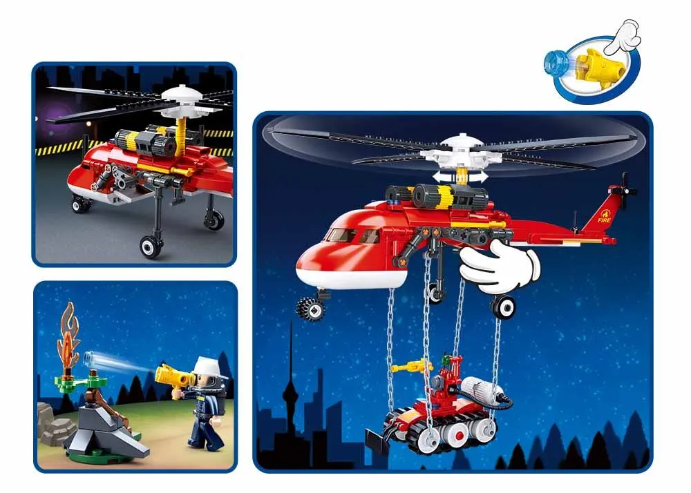 Sluban Fire Helicopter Building Blocks for Ages 8 