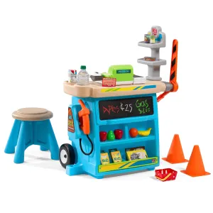 Step2 Stop & Go Market Kids Pretend Play Store & Toll Booth with Toy Cash Register, Blue