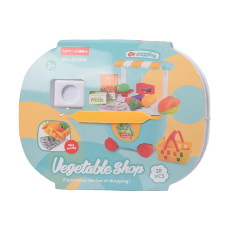 Vegetable Shop Trolly Play Set | 28 Pcs