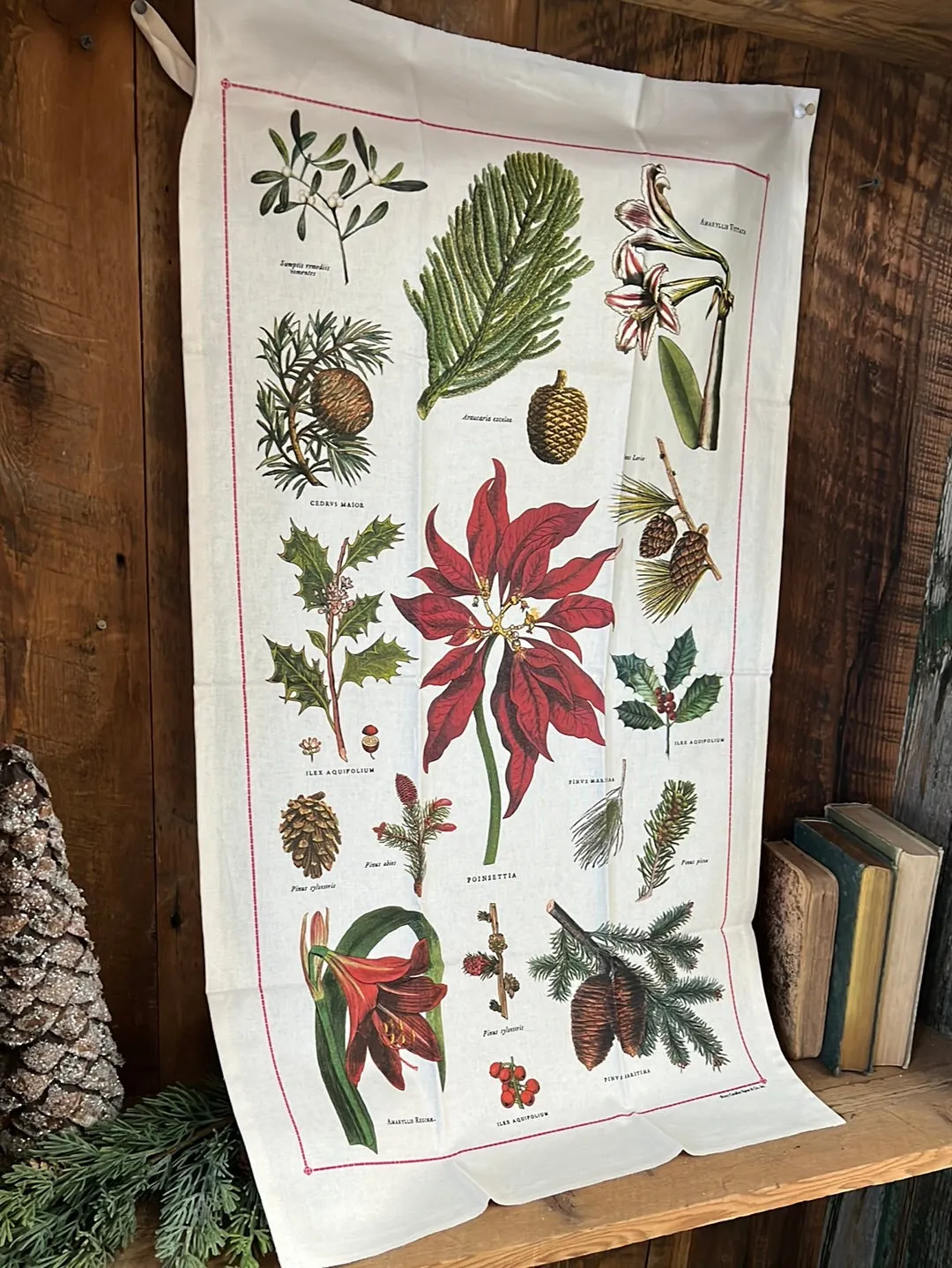 Vintage Holiday Flora and Fauna Tea Towel