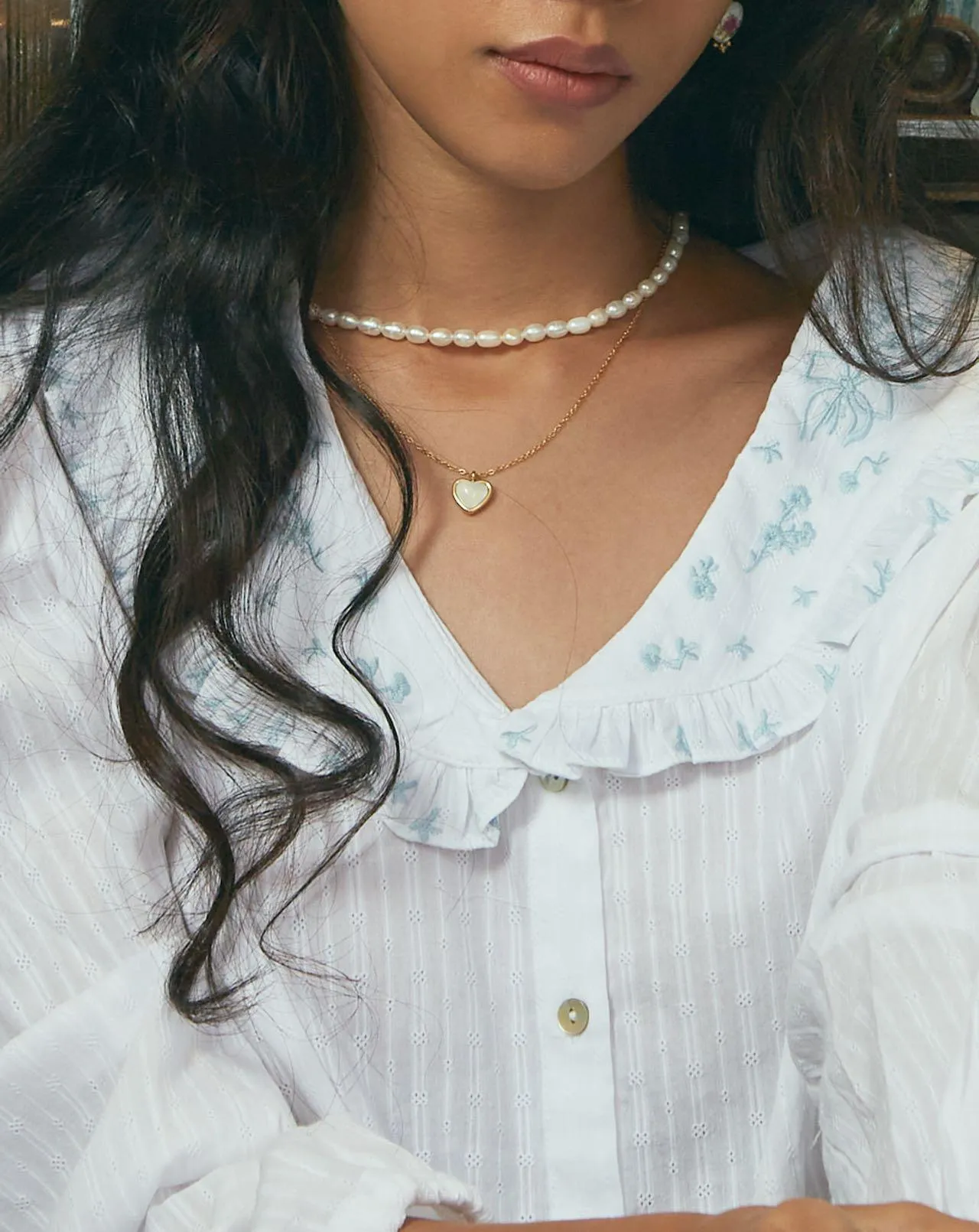 White Agate Heart Necklace