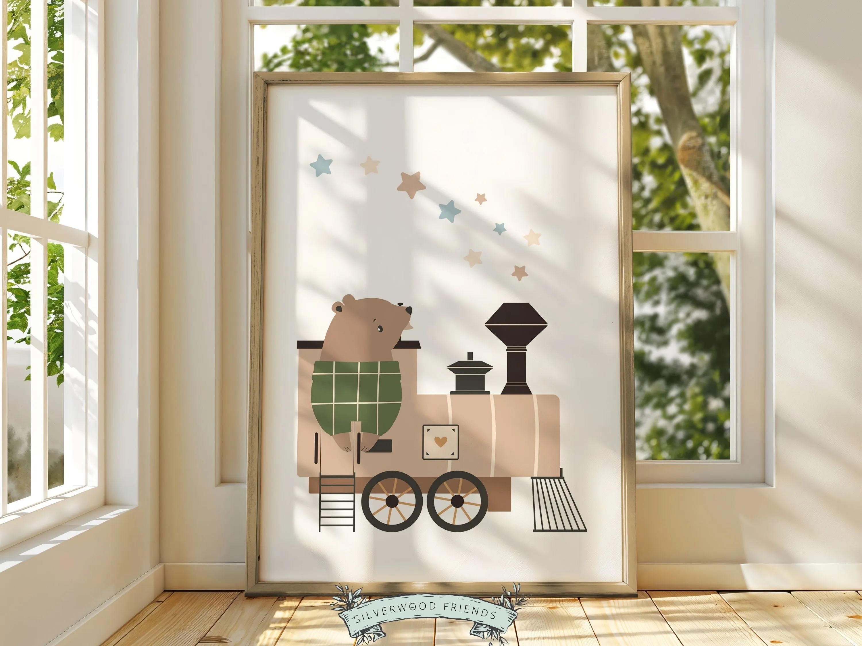 Woodland Animal Train Nursery Prints - Set of 3